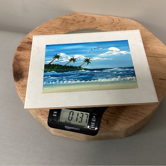 Beautiful Hand Painted Tile - Beach Sand Ocean Palm Trees Seagulls Island Waves - Picture 11 of 11